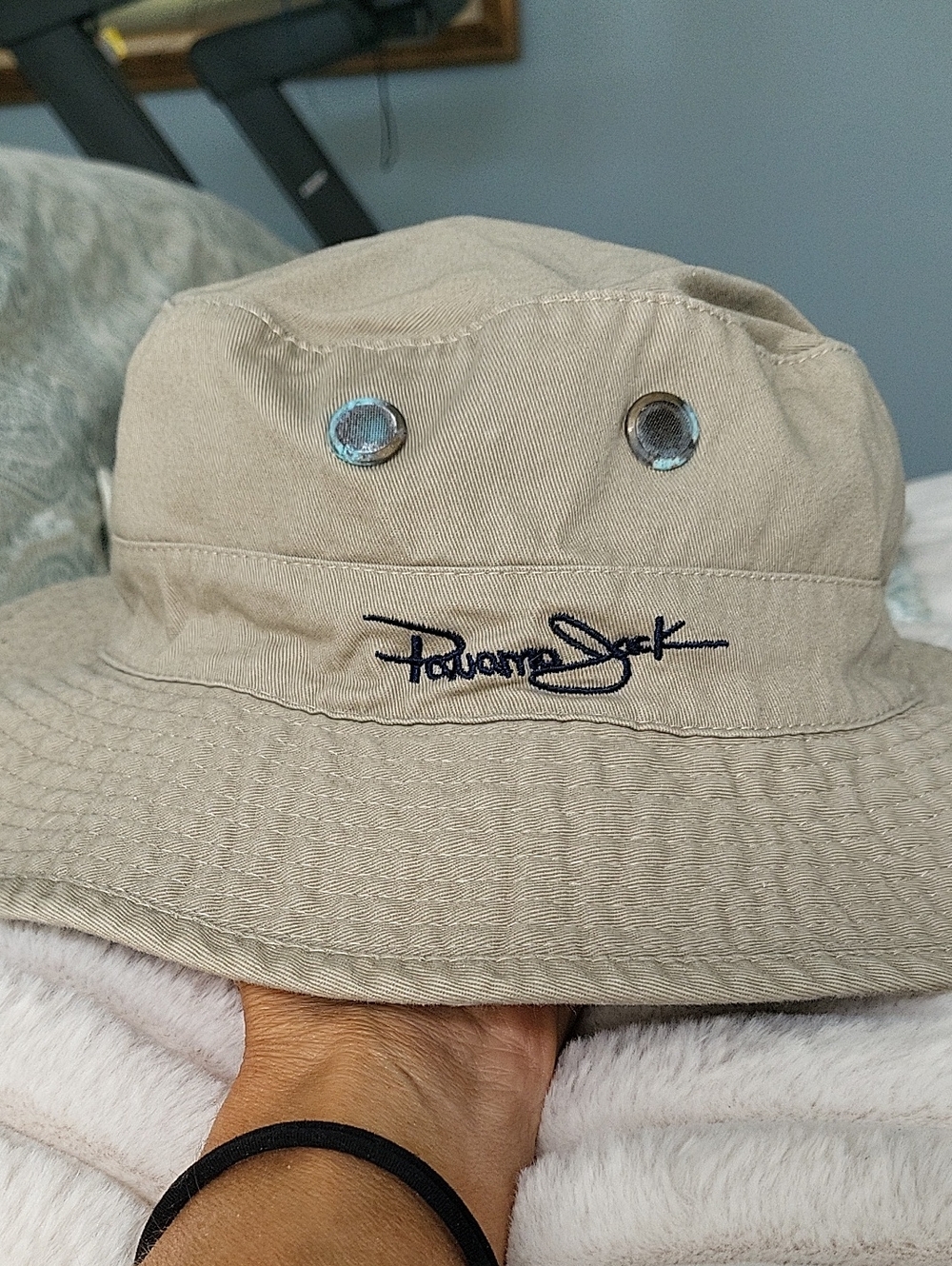Panama Jack Tan Bucket Hat with Embroidered Logo- Beach Or Safari
